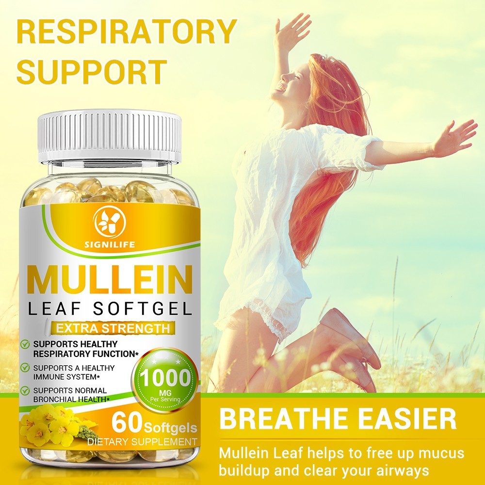 Mullein Leaf Capsules 1000mg – Support Lung Cleanse Respiratory Health Vegan US
