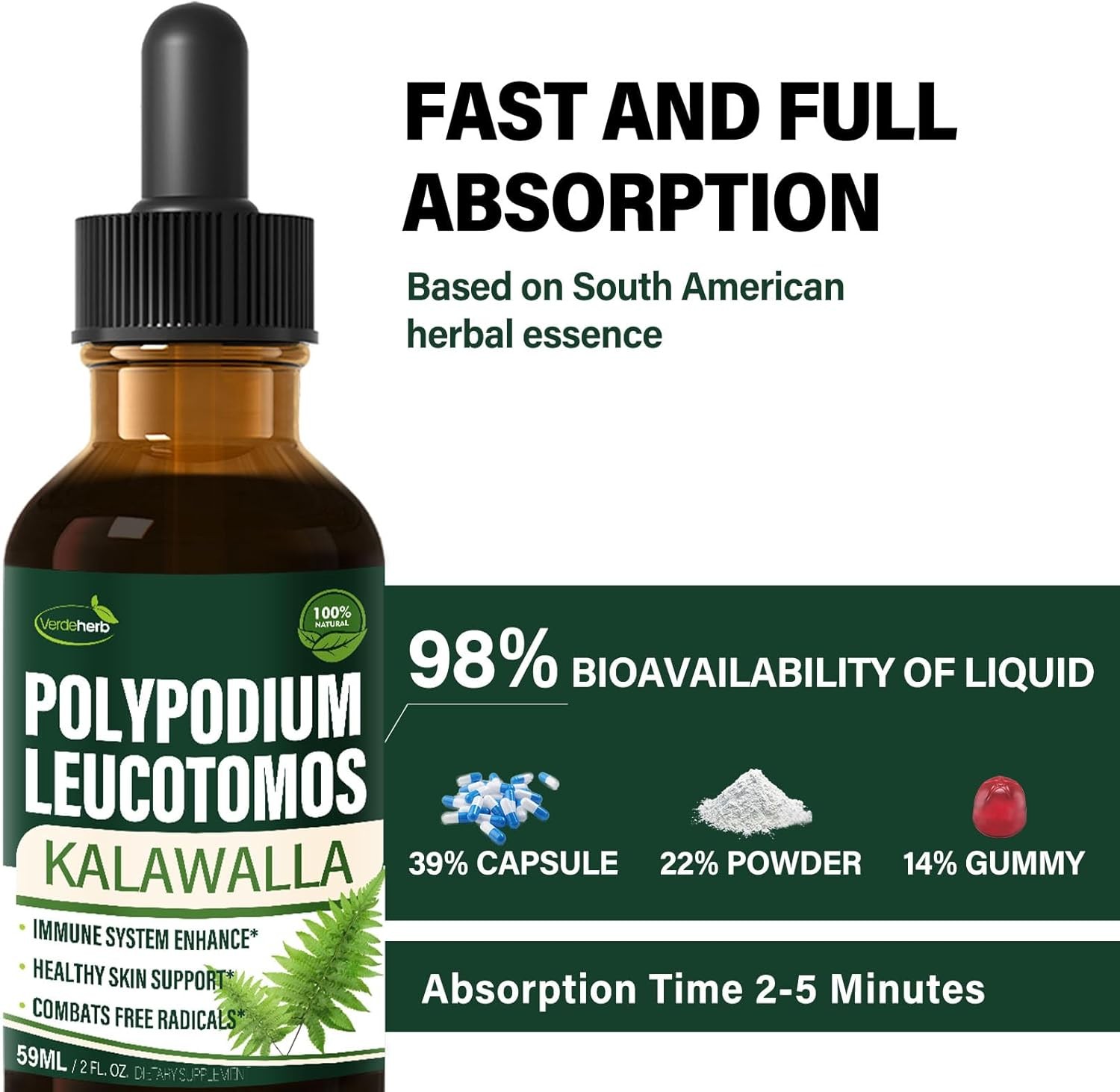 Polypodium leucotomos (Kalawalla Root) Immune Support 2 Fl Oz (Pack of 1)