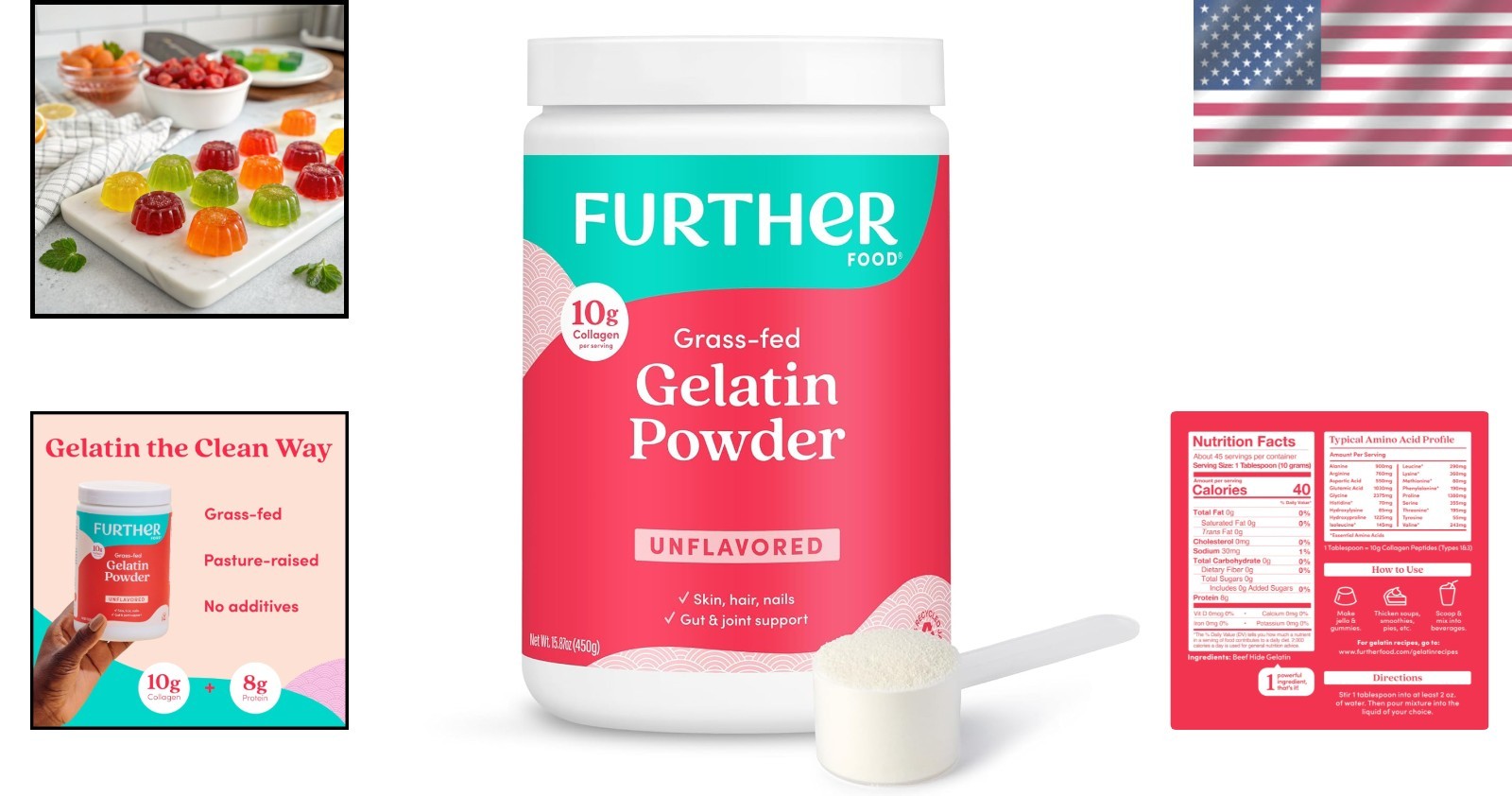 Natural Gelatin Powder – 15.87 oz Pack of Grain-Free & Keto-Friendly Gelatin