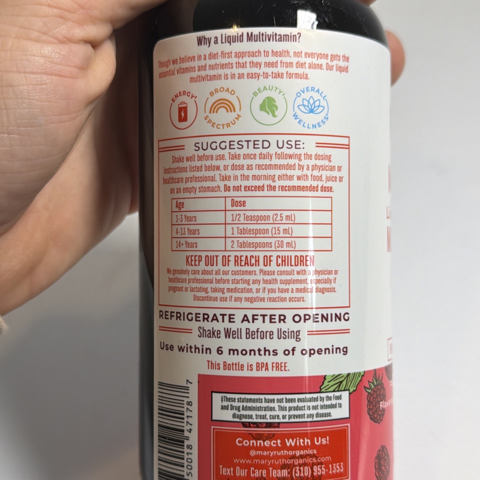 Mary Ruths Liquid Morning Multivitamin Raspberry 15.22 fl oz. EXP 07/2027 Sealed