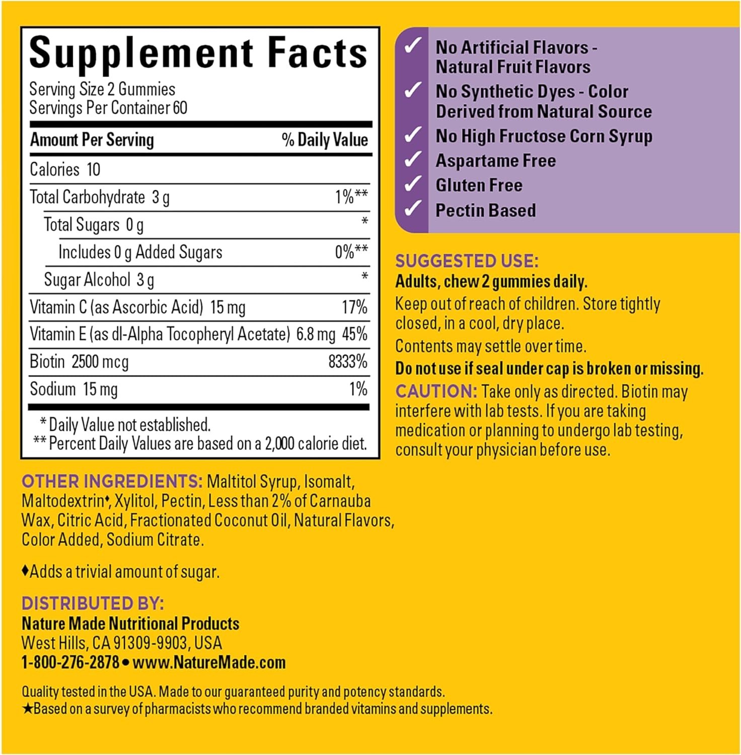 120 Count Sugar Free Biotin Gummies for Healthy Hair, Skin & Nails – Strawberry
