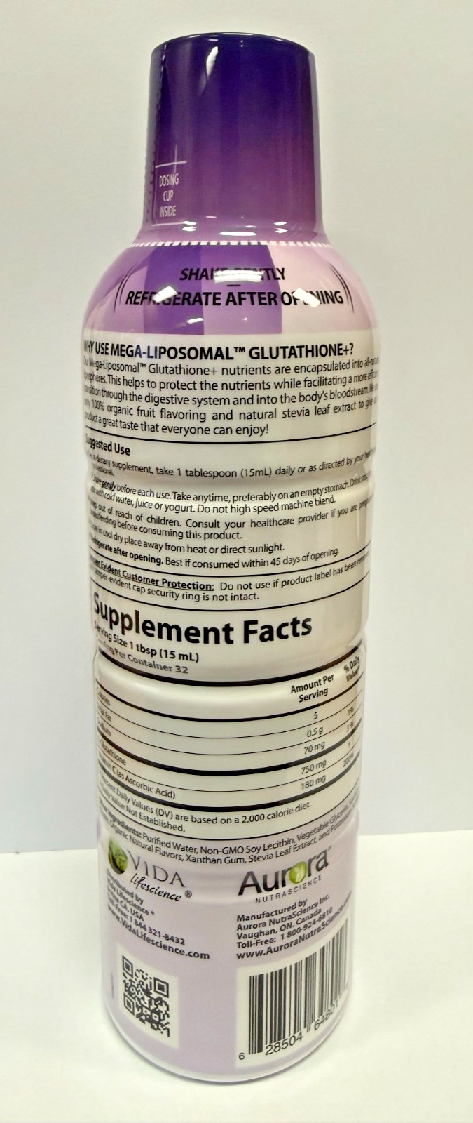 Aurora Nutrascience Liquid Liposomal Glutathione+ 16 fl.oz – EXP 08/26
