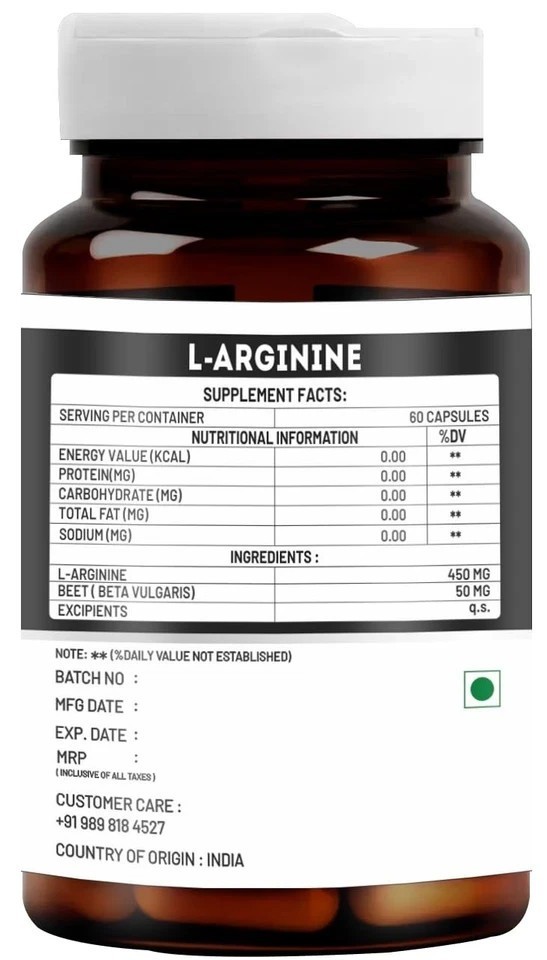 Vitawin L-ARGININE Capsules For Maximum Strength – 60 Capsule c550