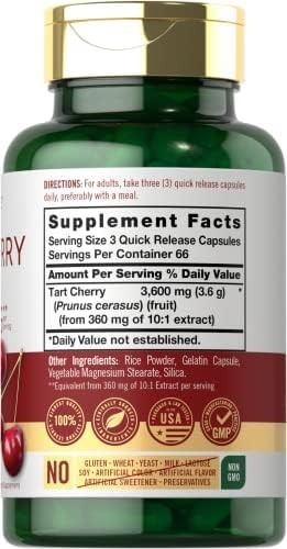 Tart Cherry Capsules | 3600mg Extract | 200 Count | by Carlyle