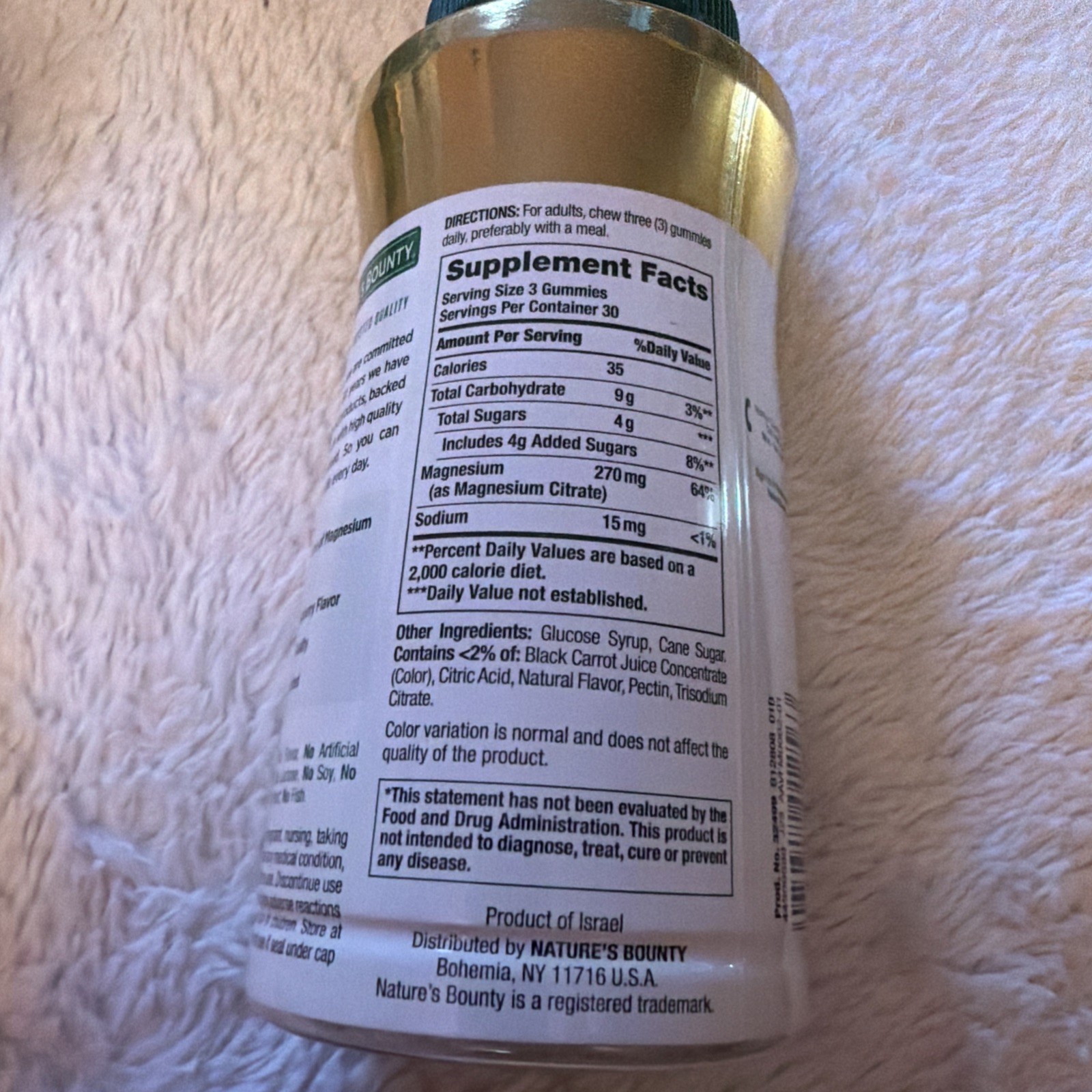 Nature’s Bounty Magnesium Gummies 270 mg 90 Raspberry Gummies Exp 02/2027