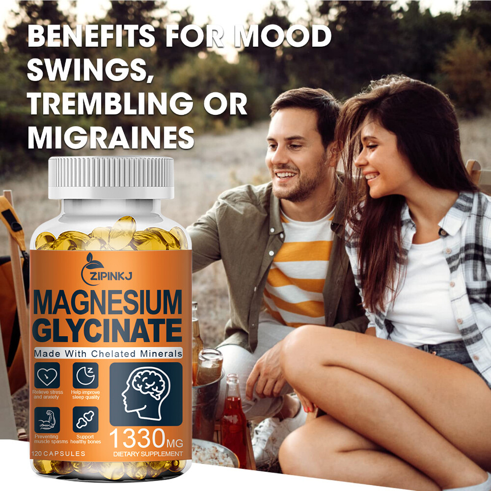 Magnesium Glycinate 1330mg – 120 Capsules For Sleep, Stress Relief Support Bone