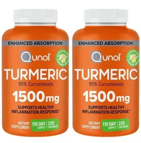 2 PACK – Qunol Extra Strength Tumeric Curcumin Complex 1500mg – 220 COUNT