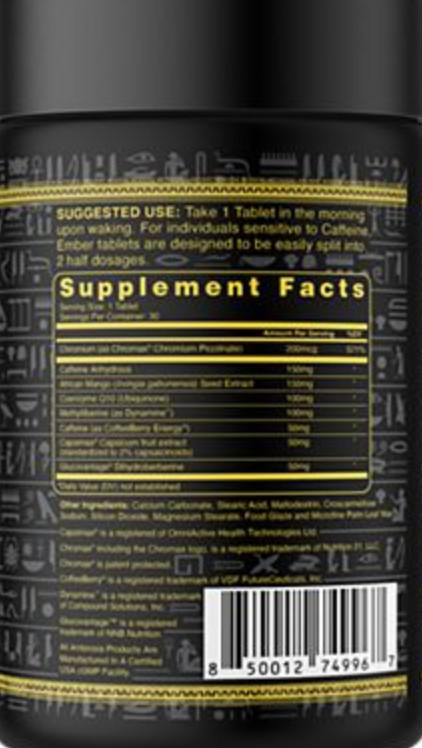 Ambrosia Ember Thermogenic Fat Burner & Appetite Support Supplement 30 Tablets