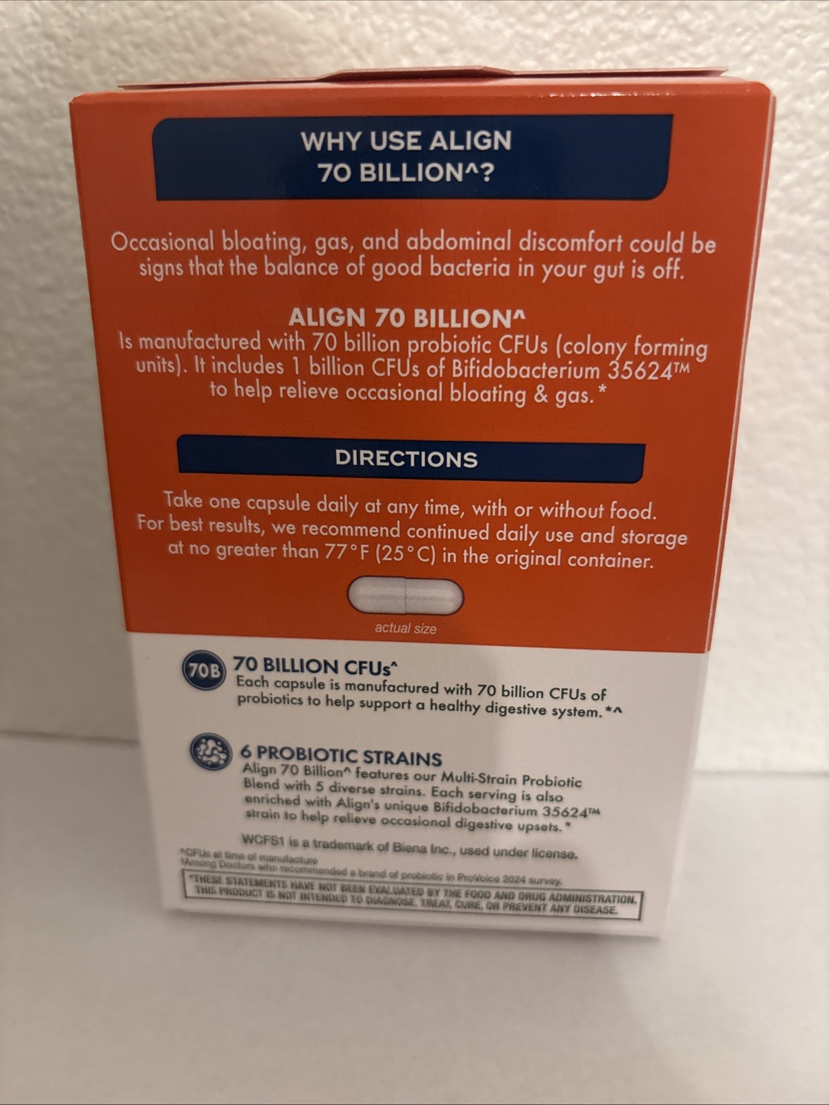 Align Probiotic 70 Billion CFU Probiotics 30 Capsules Exp 12/2027