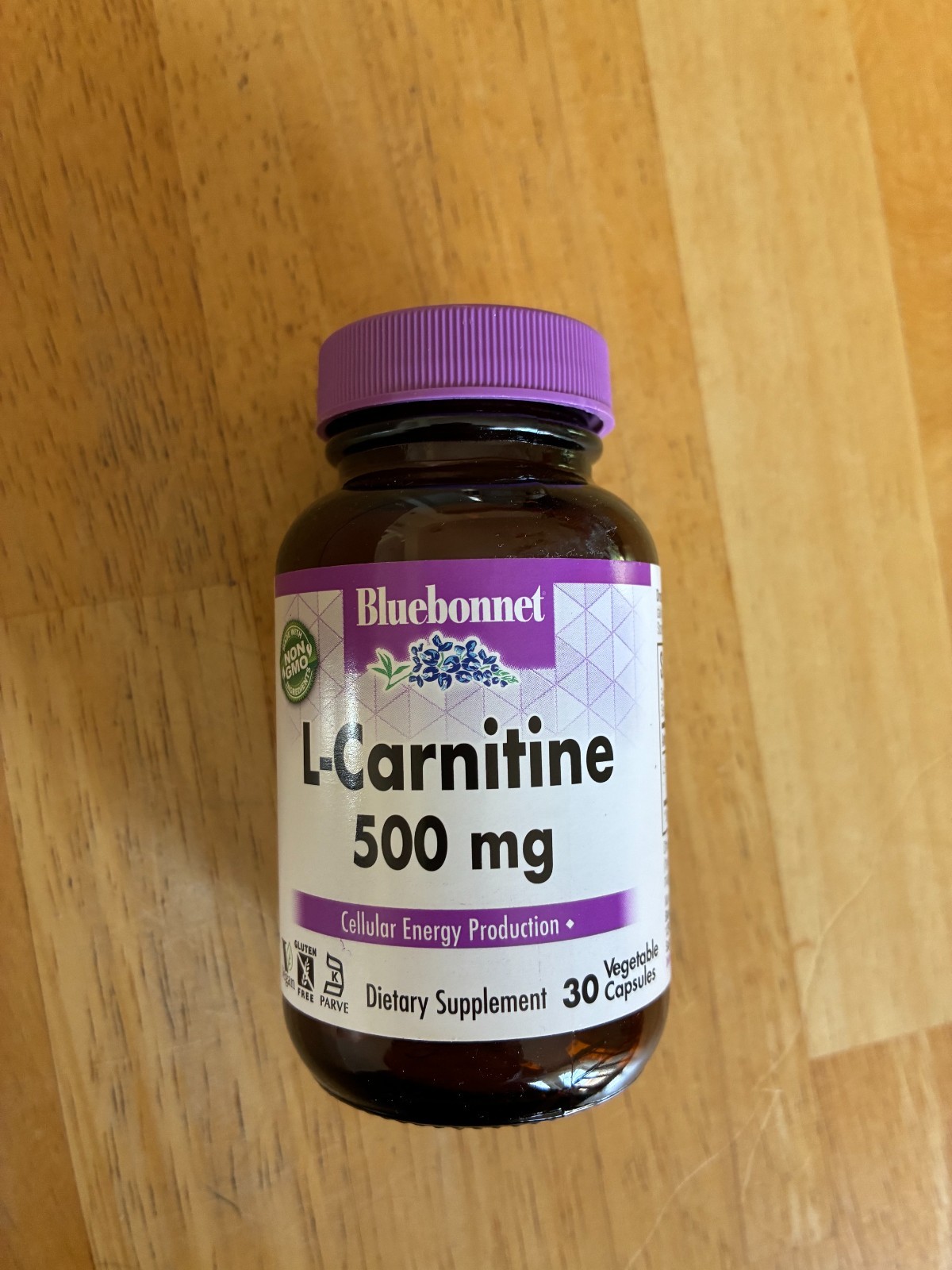 Bluebonnet L-Carnitine 500 Mg 30 Vegetable Capsules, Free Form Amino Acid