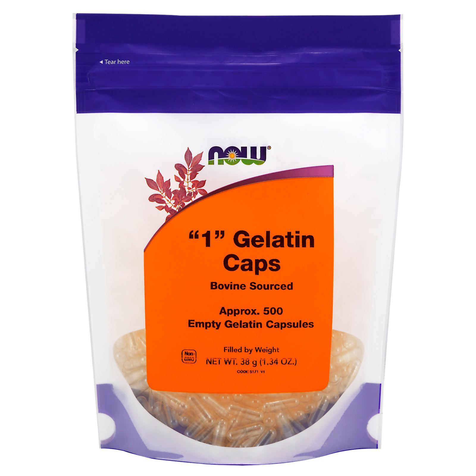 NOW FOODS Empty Capsules Gelatin #1 500 gel caps