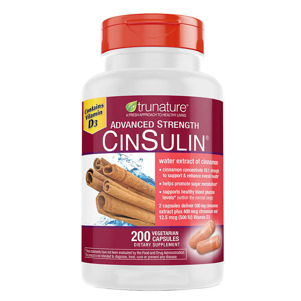 Trunature Advanced Strength CinSulin Cinnamon Blood Glucose 200 Ct Exp: 04/26