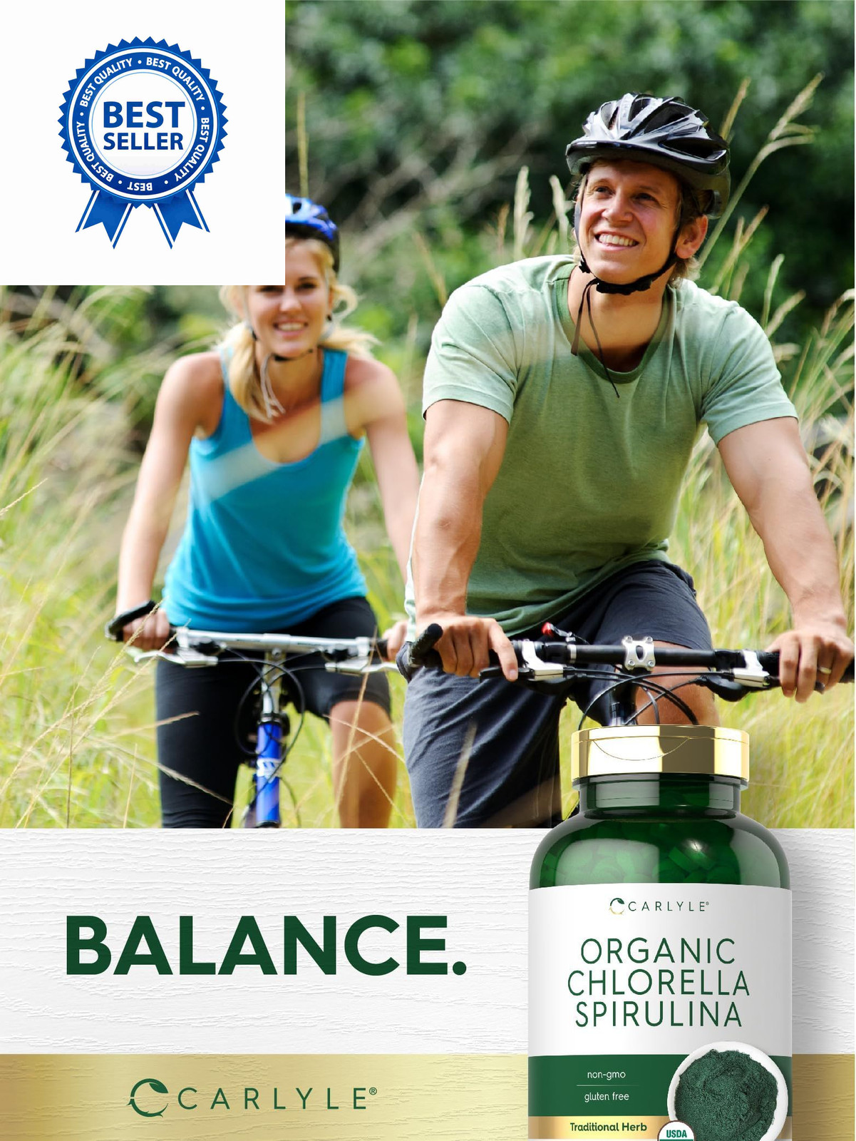 Carlyle Organic Chlorella Spirulina Tablets | 1300 1300 Count (Pack of 1)