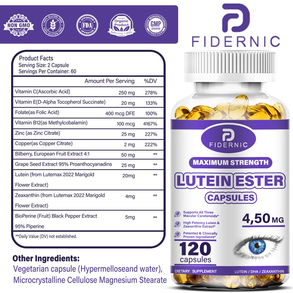 Eye Vitamins Lutein Zeaxanthin 120 Caps Vision Support