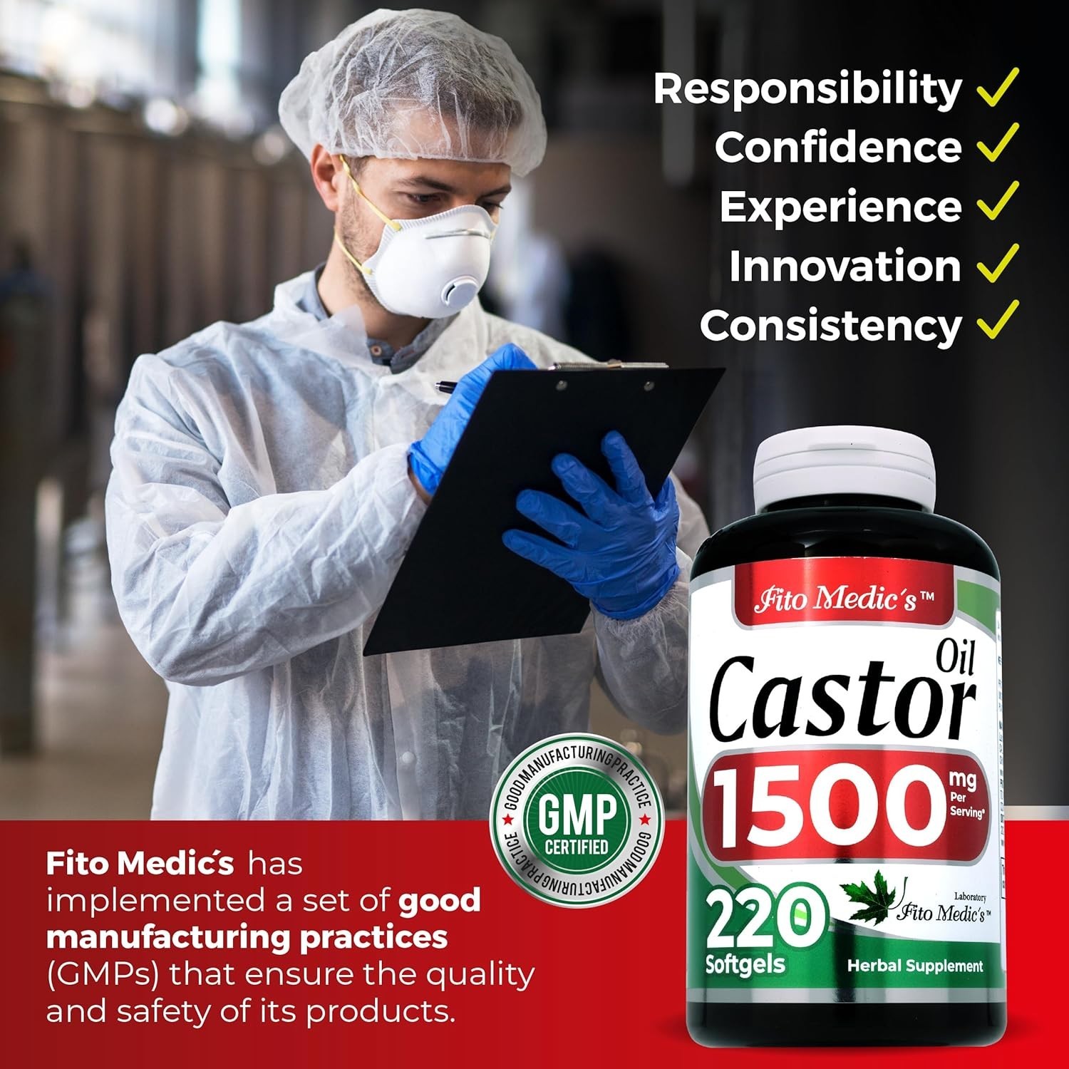 Castor Oil Capsules 1500mg 220 Softgels Cold Pressed Organic Supplement