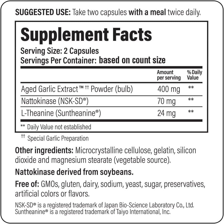 Aged Garlic Extract Formula 109, Blood Pressure Health*, 80 Capsules