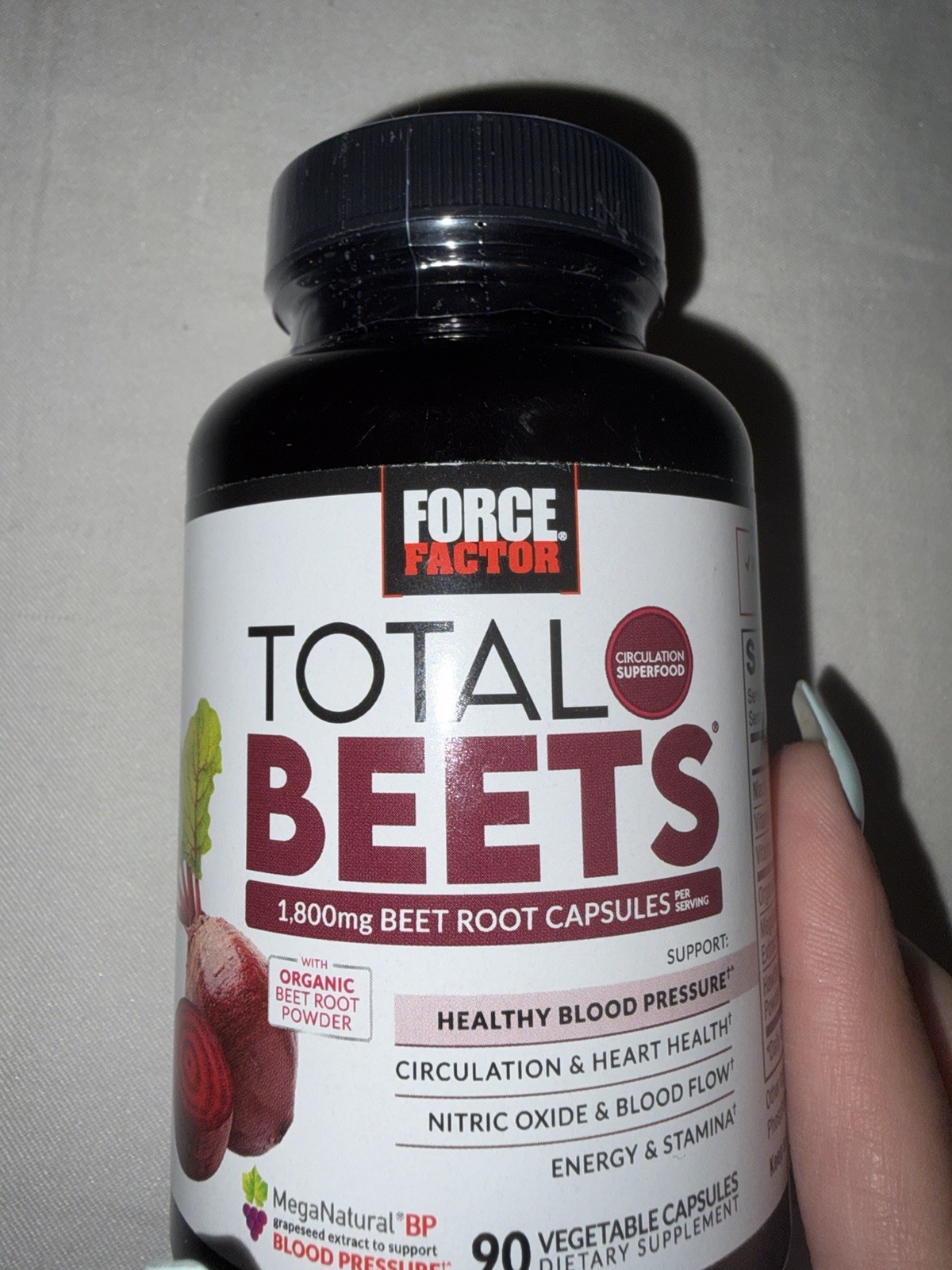 Force Factor total beets 90 Capsules Supports Healthy Blood Pressure Exp 04/29