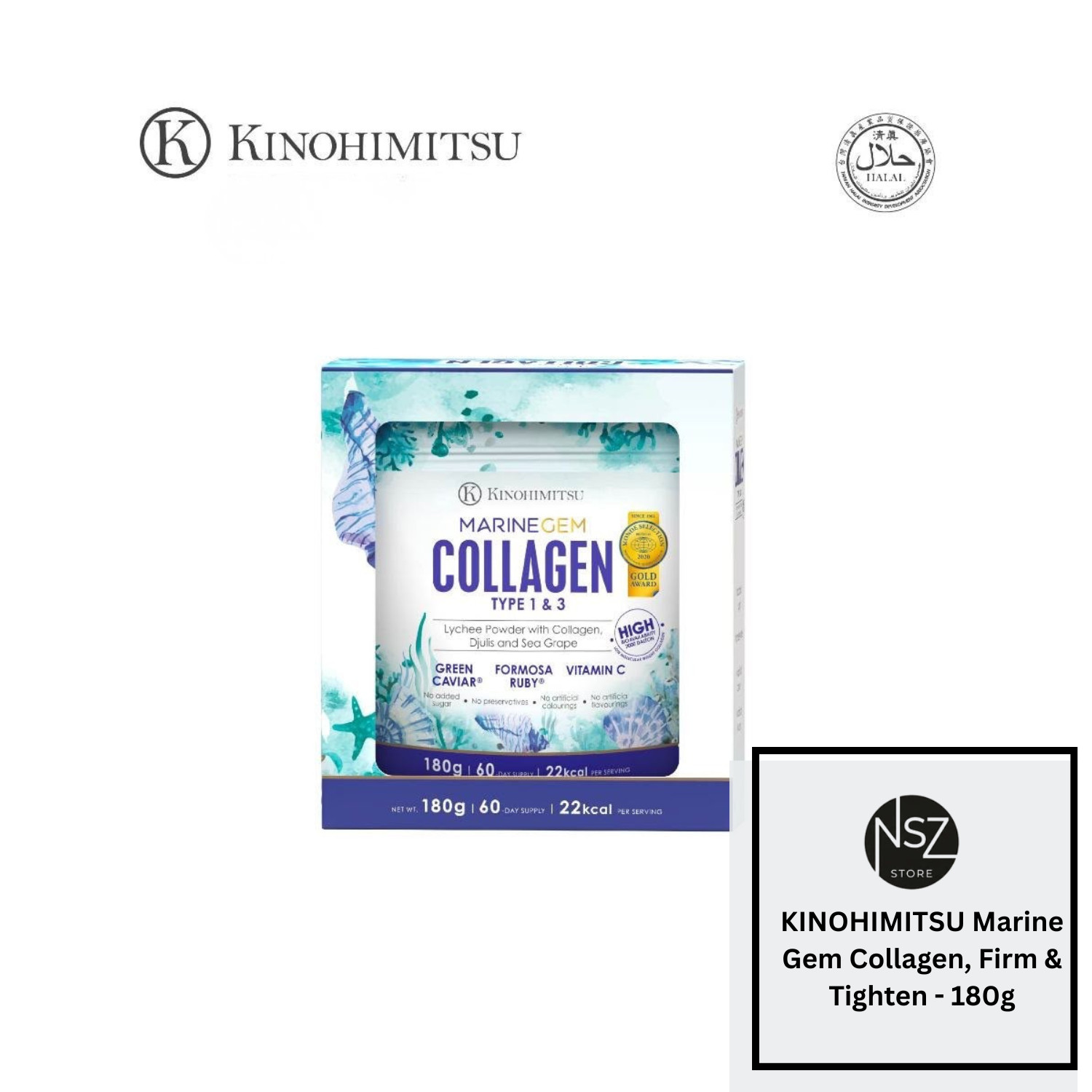KINOHIMITSU Marine Gem 180g Marine Collagen Powder Vitamin C Original