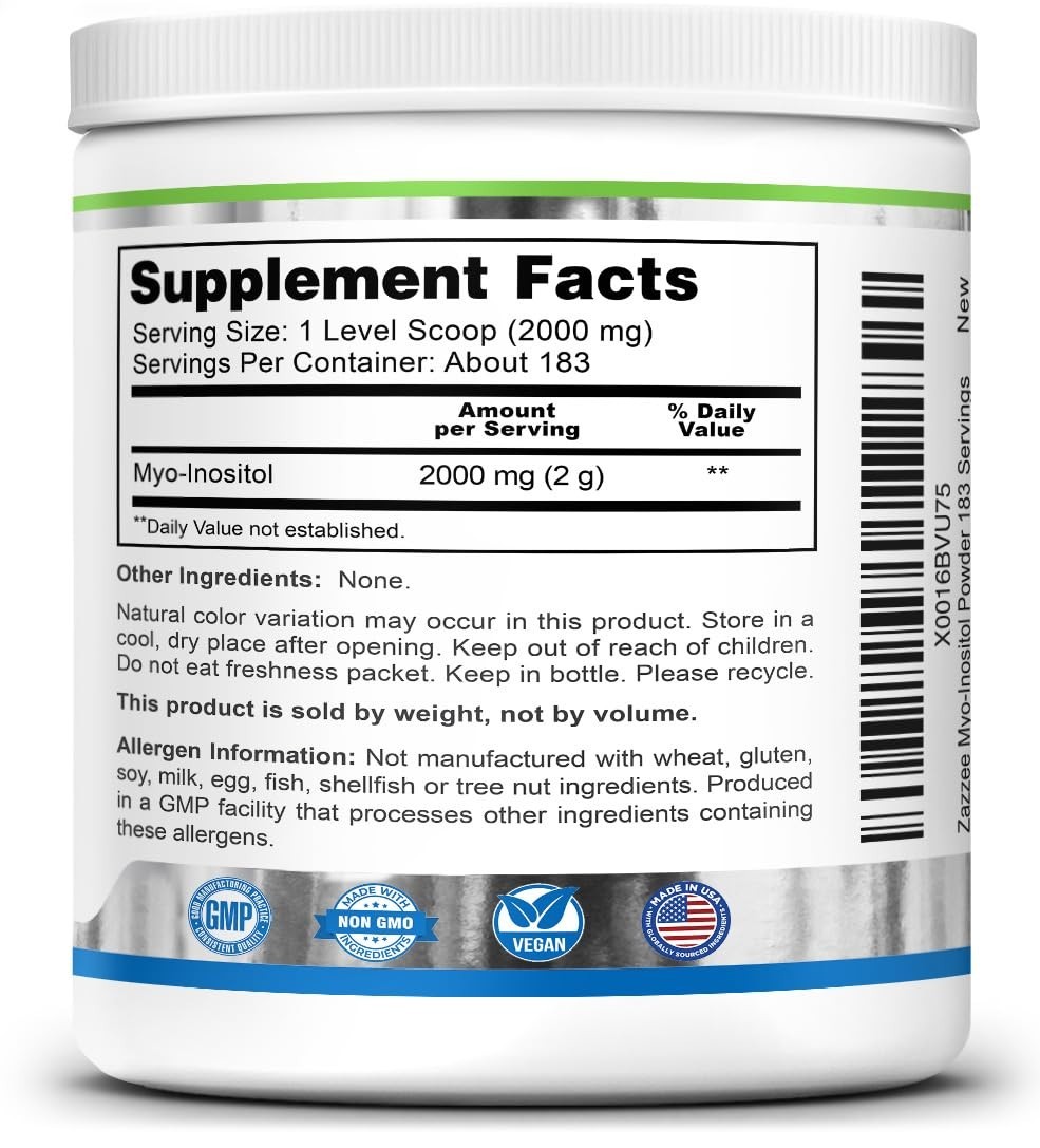 Myo-Inositol Powder 2000mg – 183 Servings, 6 Month Supply, Fertility Support, Pu