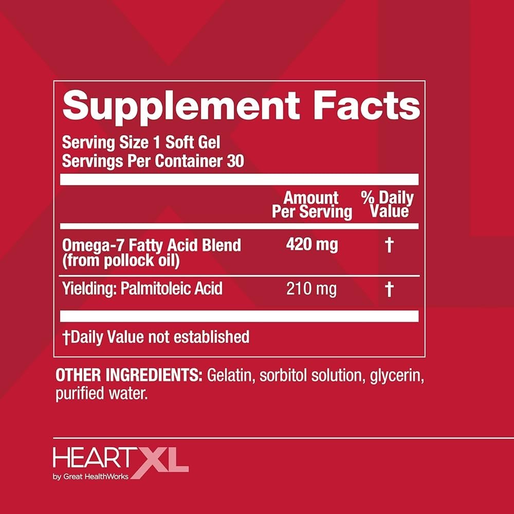 HeartXL High Potency Omega-7 Blend Cardiovascular Health Support – Promotes H…