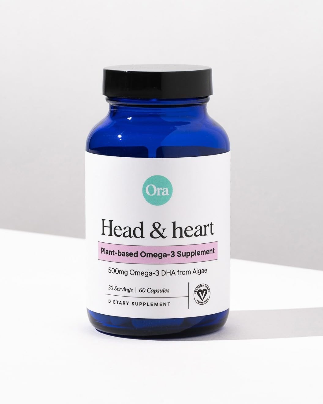 Ora Organic Vegan Omega 3 Supplement 500mg DHA for Brain, Eye, and Heart Hea…