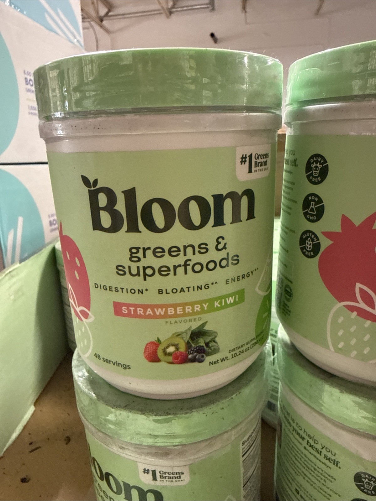 2 PACK Bloom Nutrition Greens & Superfoods Powder 10.24 Oz Strawberry Kiwi 09/26