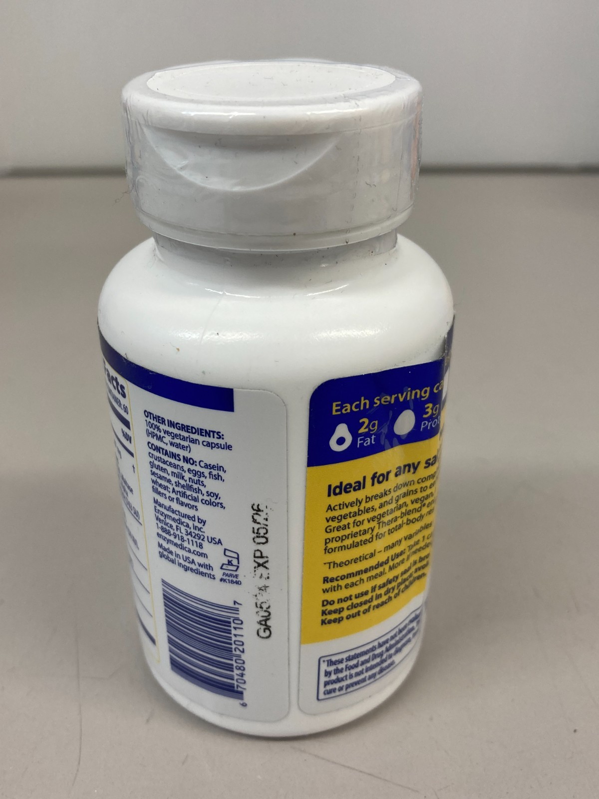 Enzymedica VeggieGest 60 Capsules Casein-Free, Dairy-Free, Egg-Free Exp. 05/2026