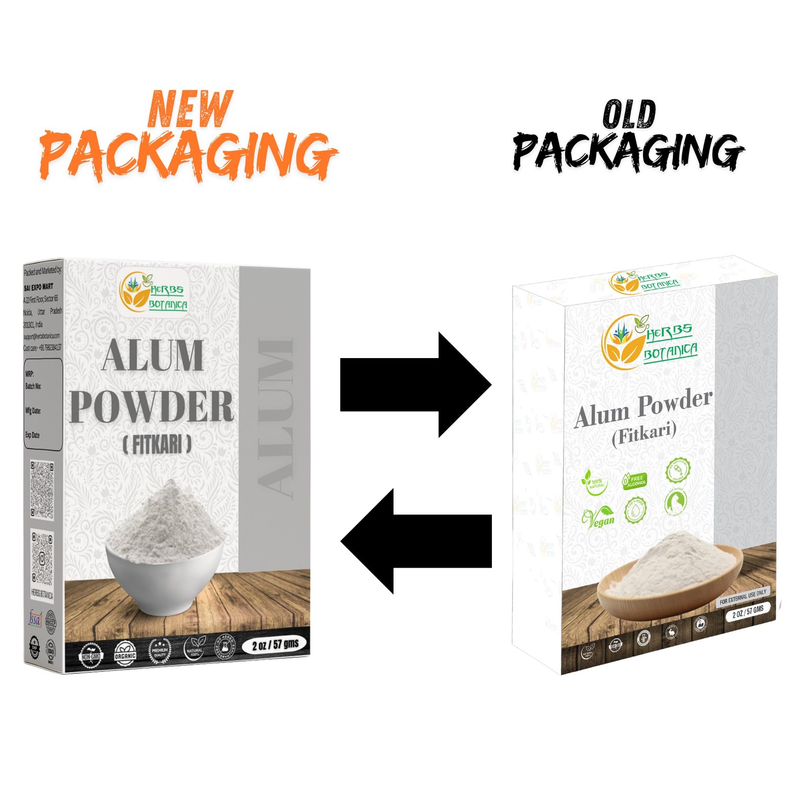 Herbs Botanica Alum Powder, Potassium Fitkari 2 Ounce (Pack of 1)