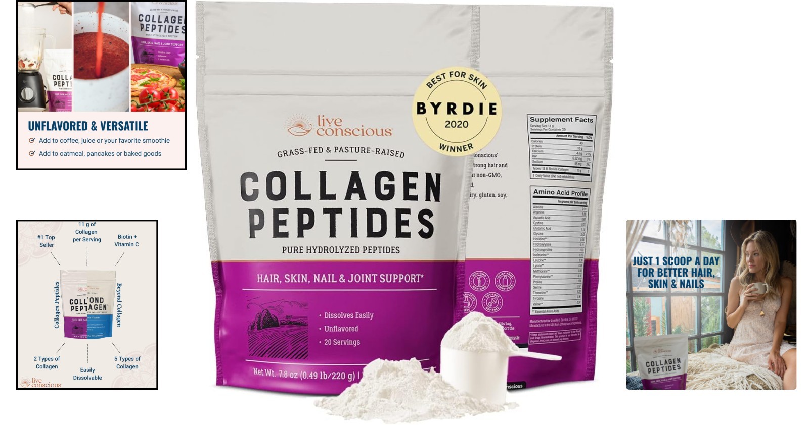 Hydrolyzed Collagen Powder — Keto & Paleo Friendly, Unflavored, 20 Servings