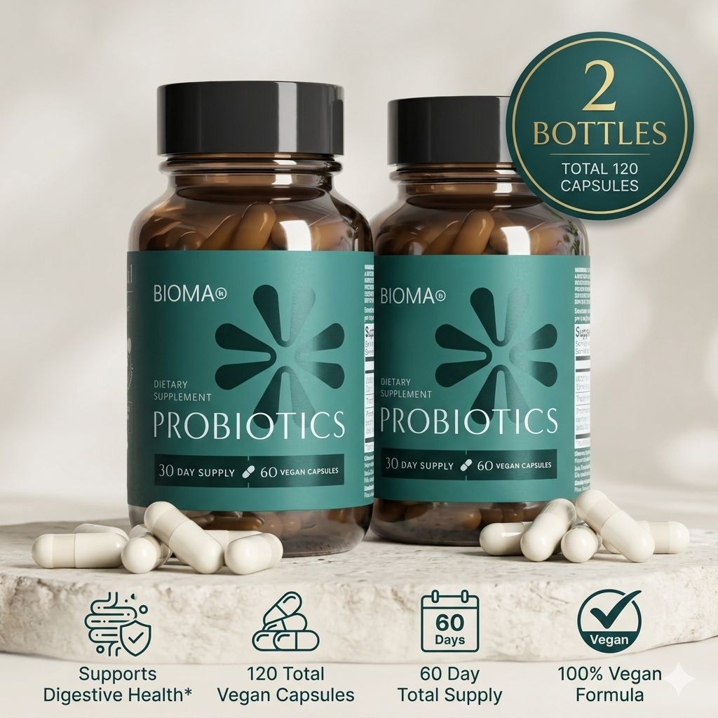 Bioma Daily Probiotics Vegan Capsules – 2 Pack – Digestive Health Support Aid