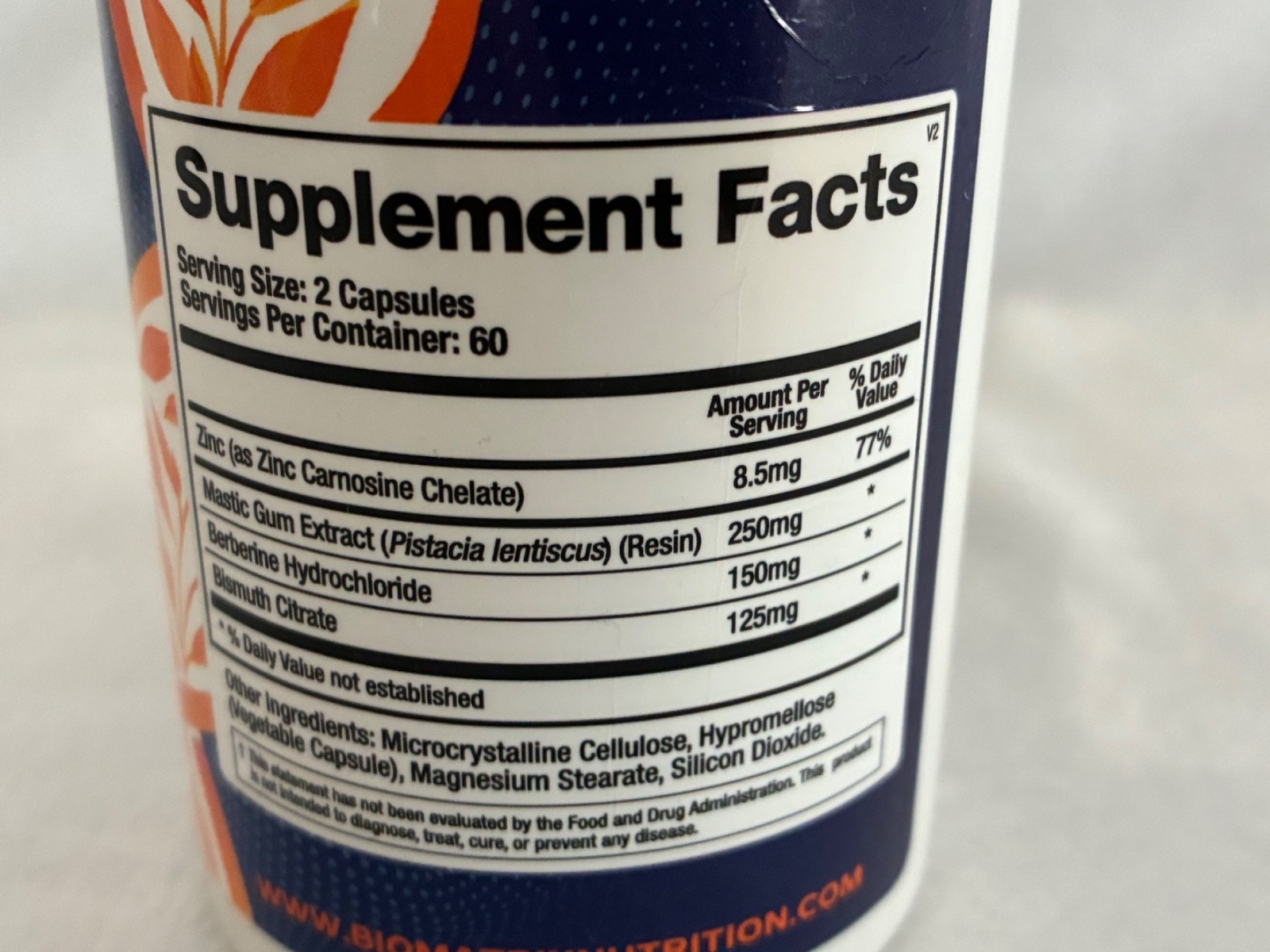 BioMatrix Pylori-X GI Relief Supplement Mastic Gum Berberine 120 Capsules 3/26