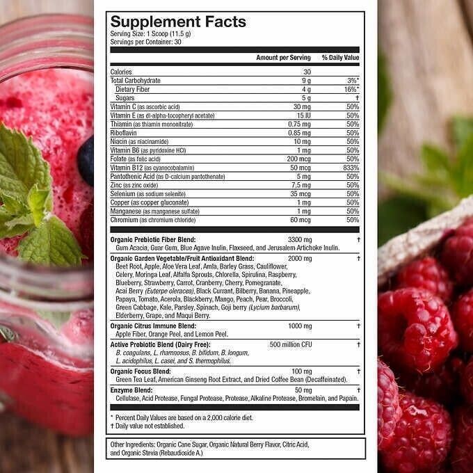 Terra Kai USDA Organic Juce Super Fruit&Veggie Vitamin Blend Garden Berry 12 oz