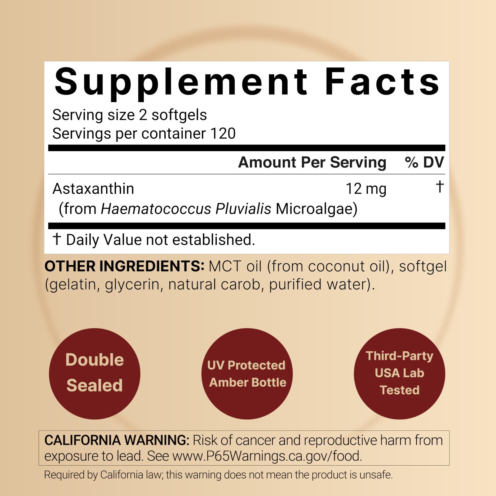 Maximum Strength Astaxanthin 12mg – 240 Softgels, Natural Antioxidant, Non-GMO,