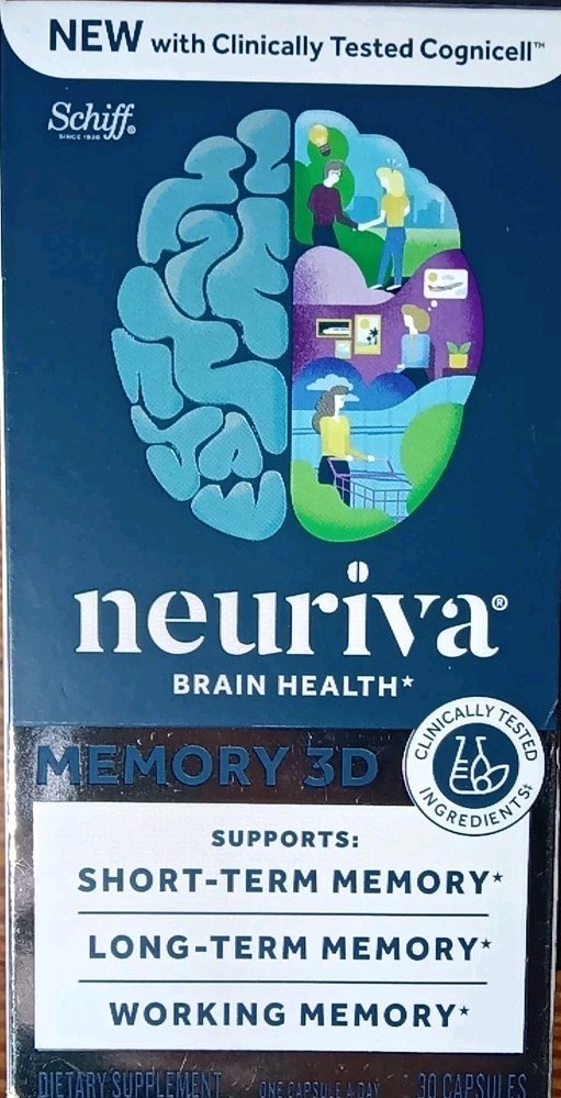 3 NEW SCHIFF NEURIVA MEMORY 3D BRAIN HEALTH DIETARY SUPPLIMENT 30 X3 90 CAPSULE