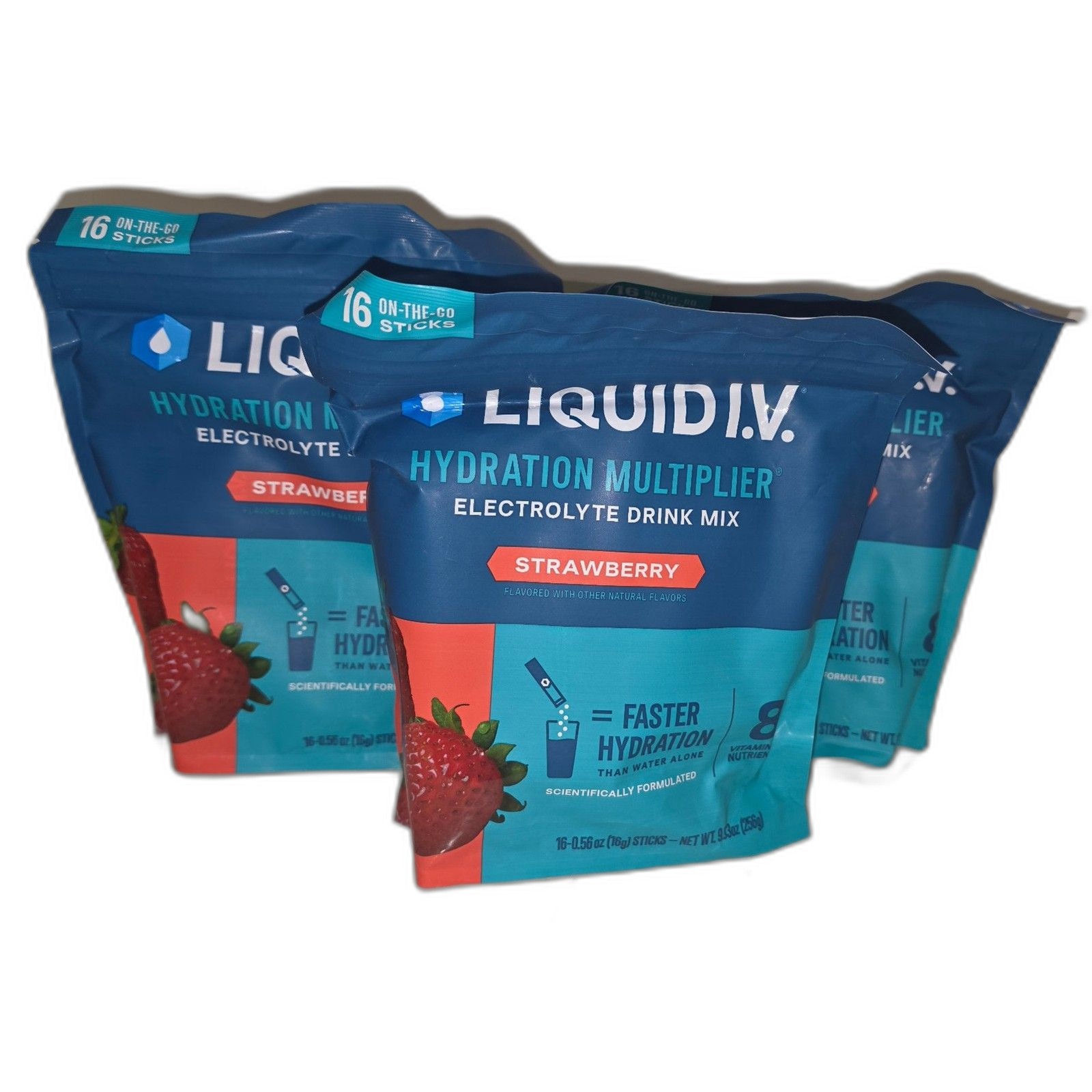 Liquid I.V. Hydration Multiplier Electrolyte Strawberry 16 x3 = 48 packs total