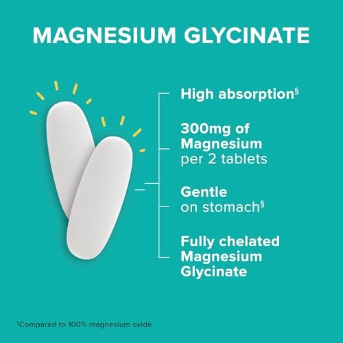 Qunol Magnesium Glycinate 300mg 90ct Chelated Tablets Nerve Bone Muscle Health