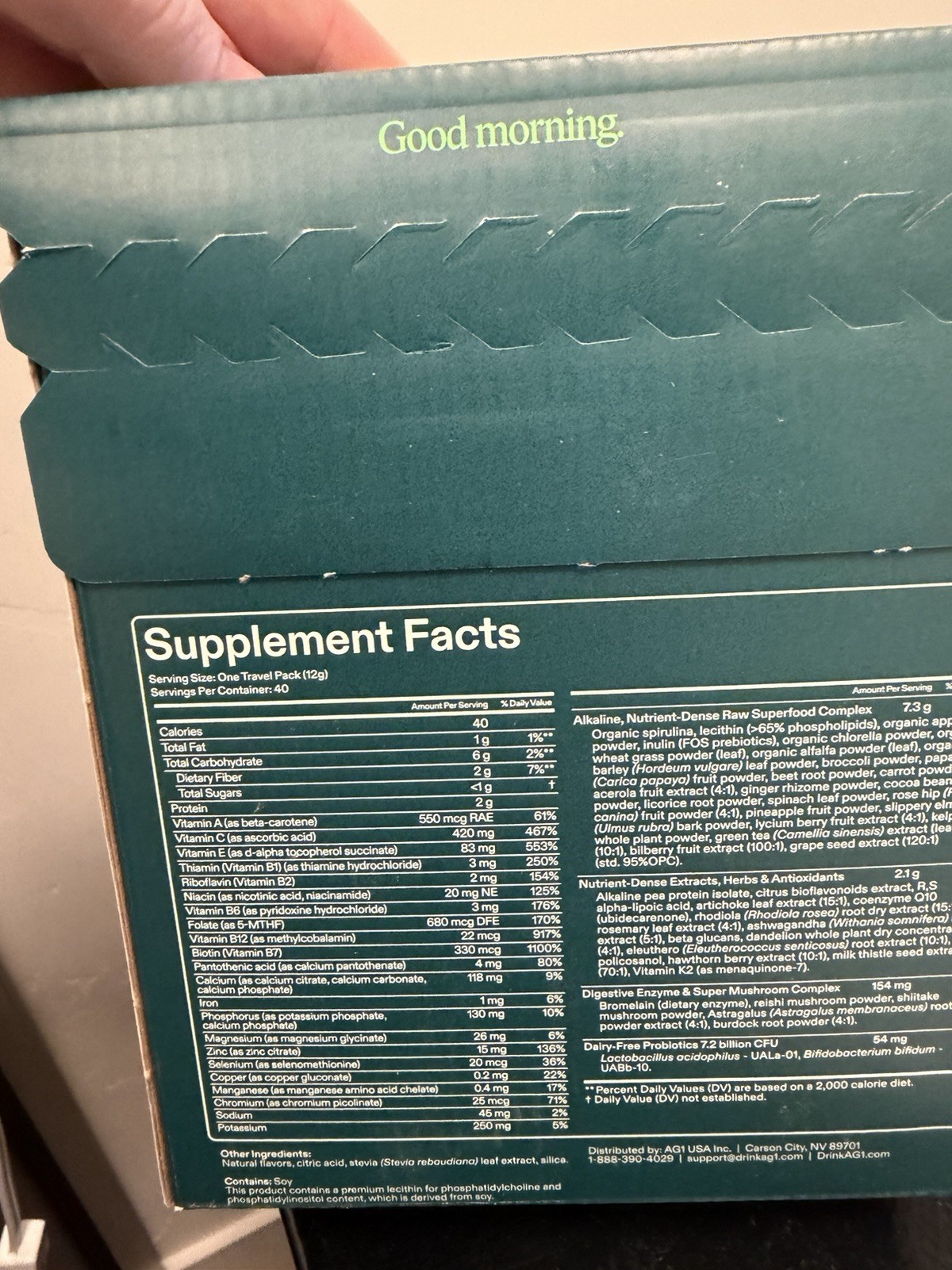 AG1 Formula Daily Foundational Nutrition Packets 40 Count