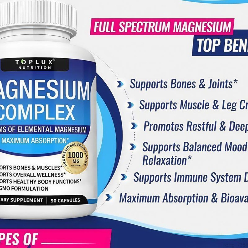 Magnesium complex 1000mg 7 types | Sleep musculoskeletal support 90-New