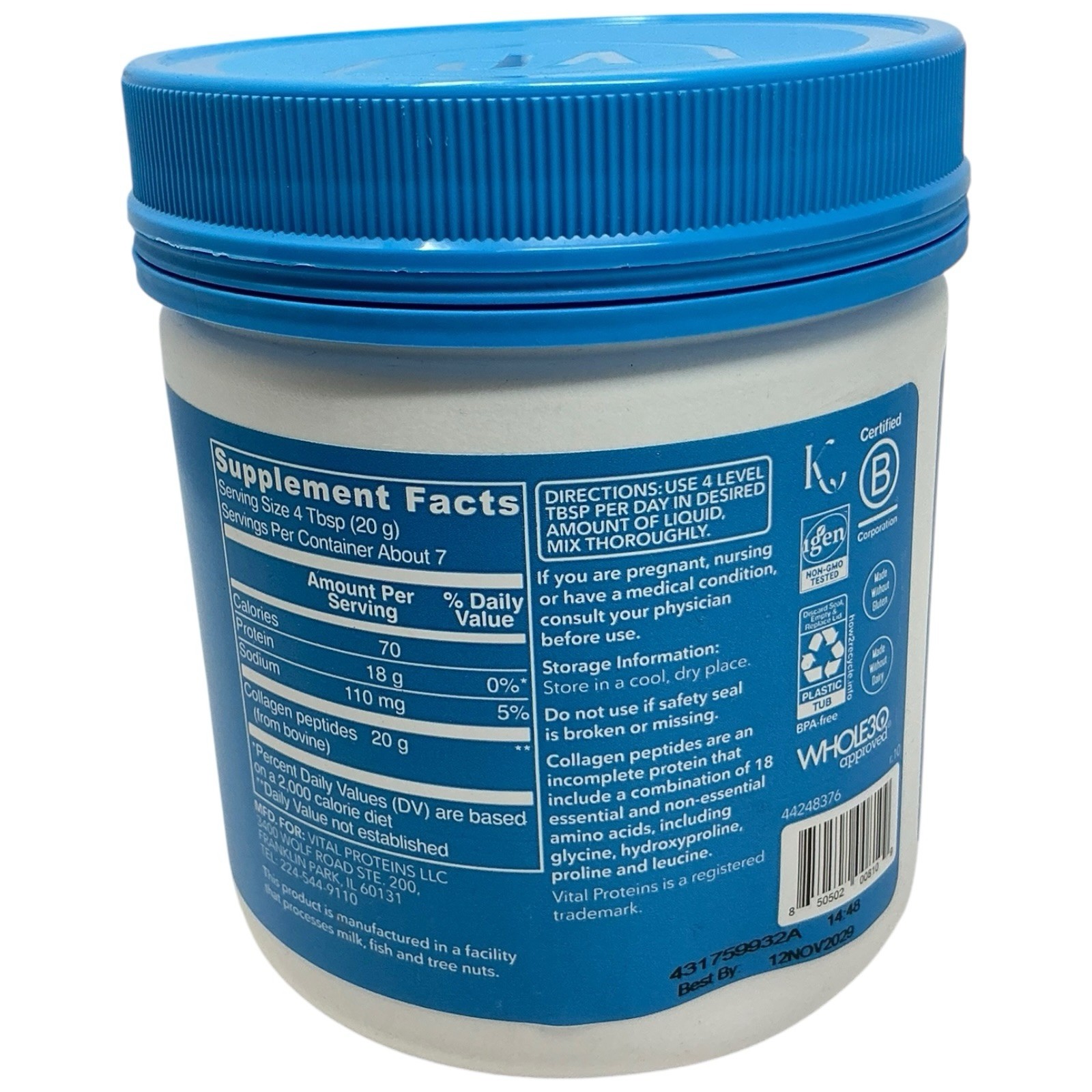 Vital Proteins Collagen Peptides Powder 5oz / 140g Exp:11/29 Hair Skin Nails