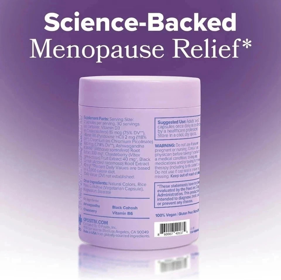 O Positiv MENO Vitamins for Menopause-Menopause Supplement for Women-30 Servings