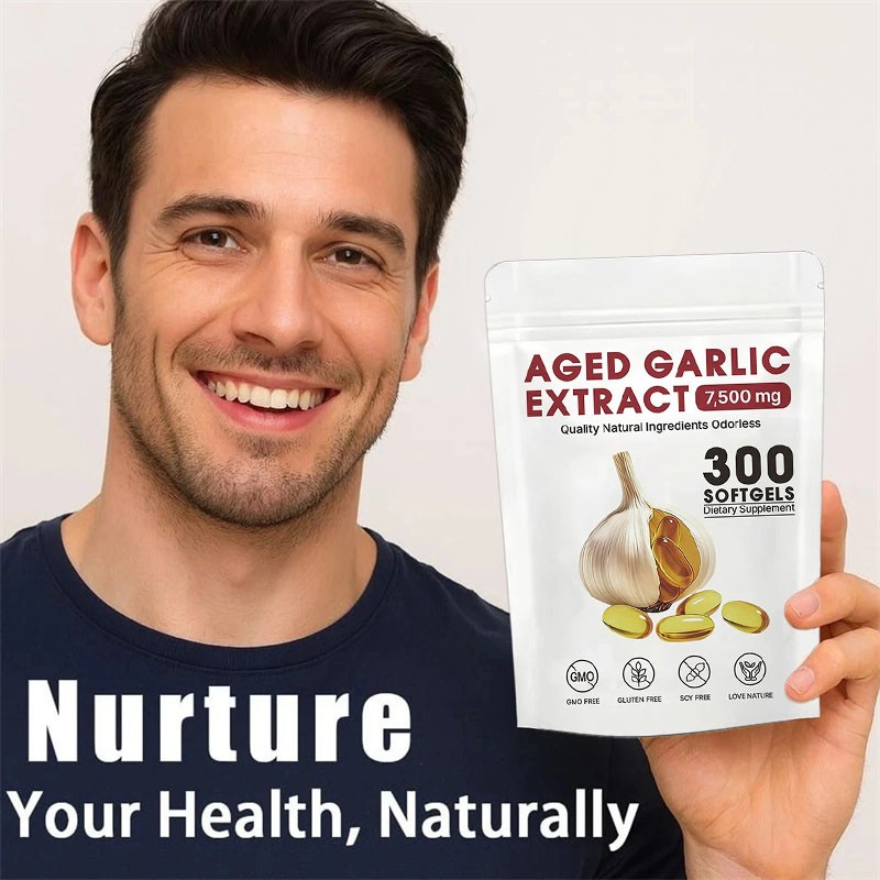 USA Odorless Garlic 7500mg Per Servings, 300 Softgels 2 Years Aged Garlic Extra