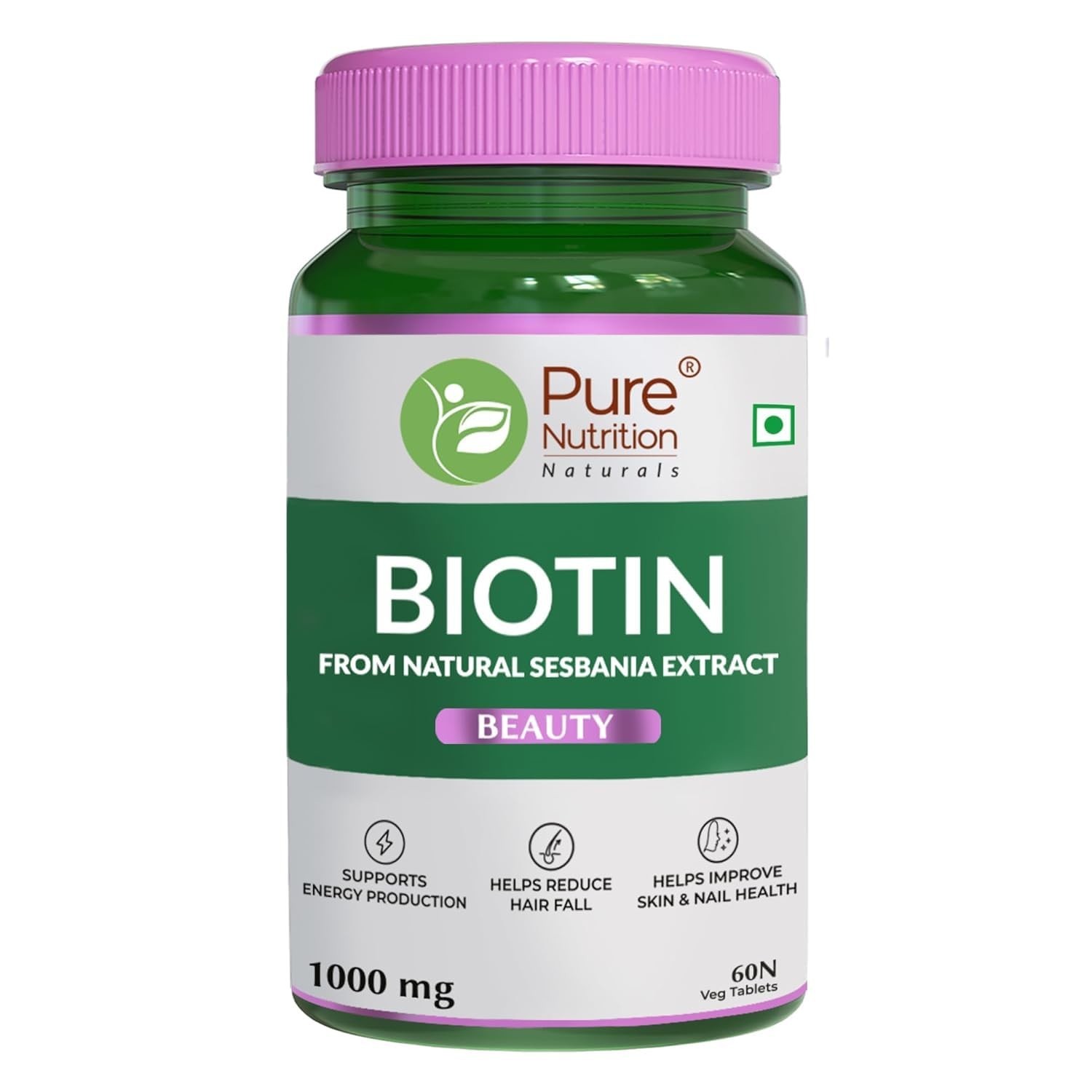 5 Pack Pure Nutri.tion Biotin 60 Tabs Hair Skin Support