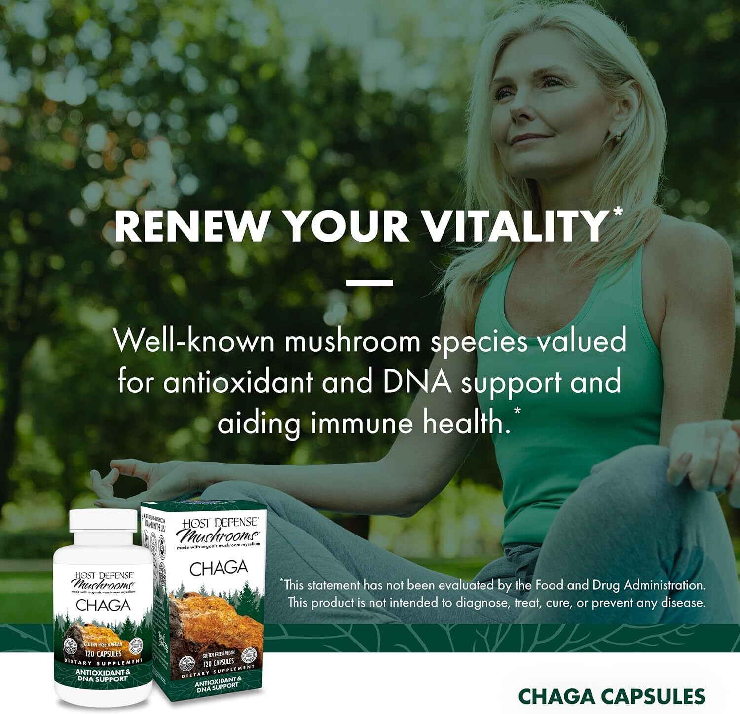 Host Defense Chaga Capsules – Immune System Support Supplement – Chaga Mushroom
