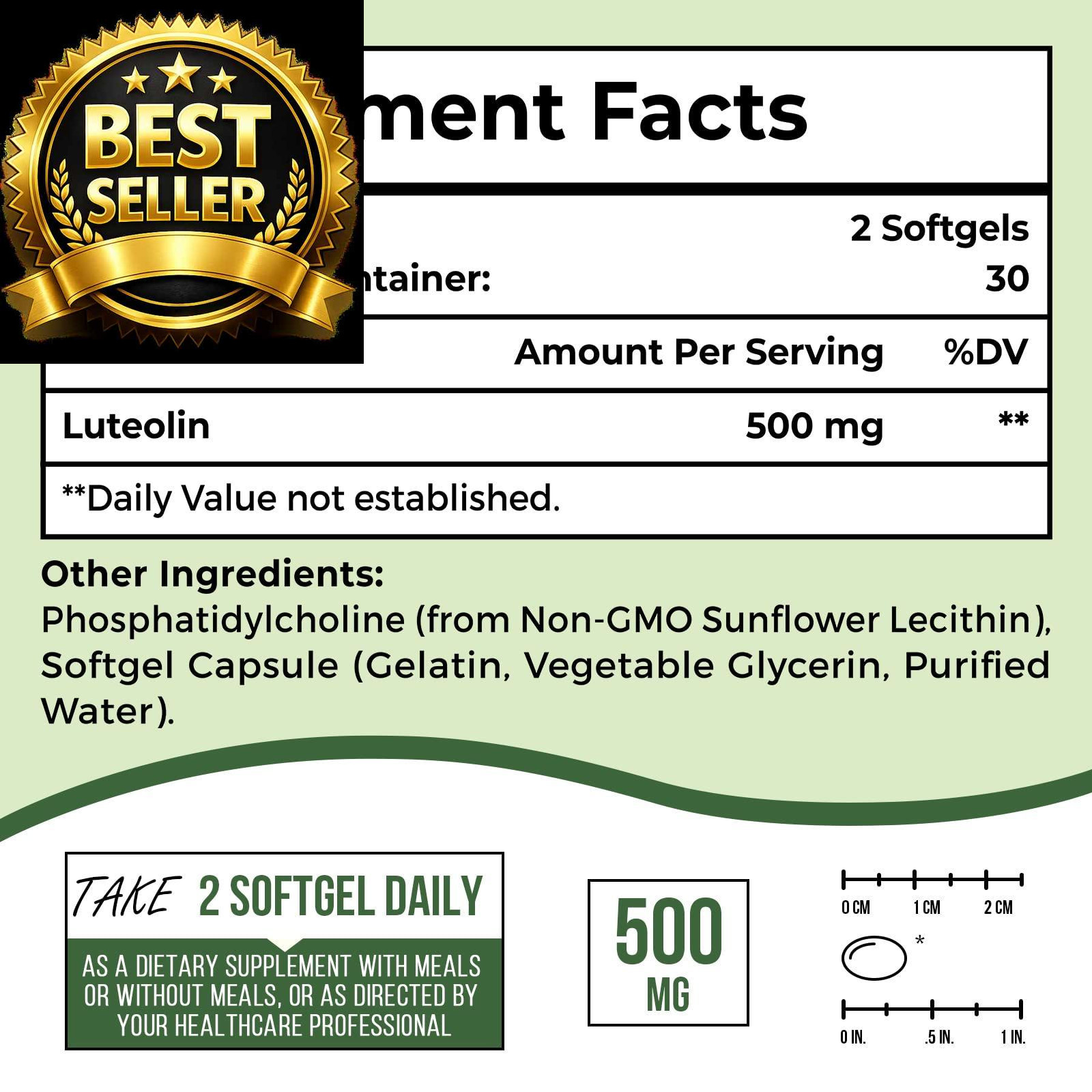 Ulmubra Liposomal Luteolin 500MG, Maximum Absorption, 60 Count (Pack of 2)