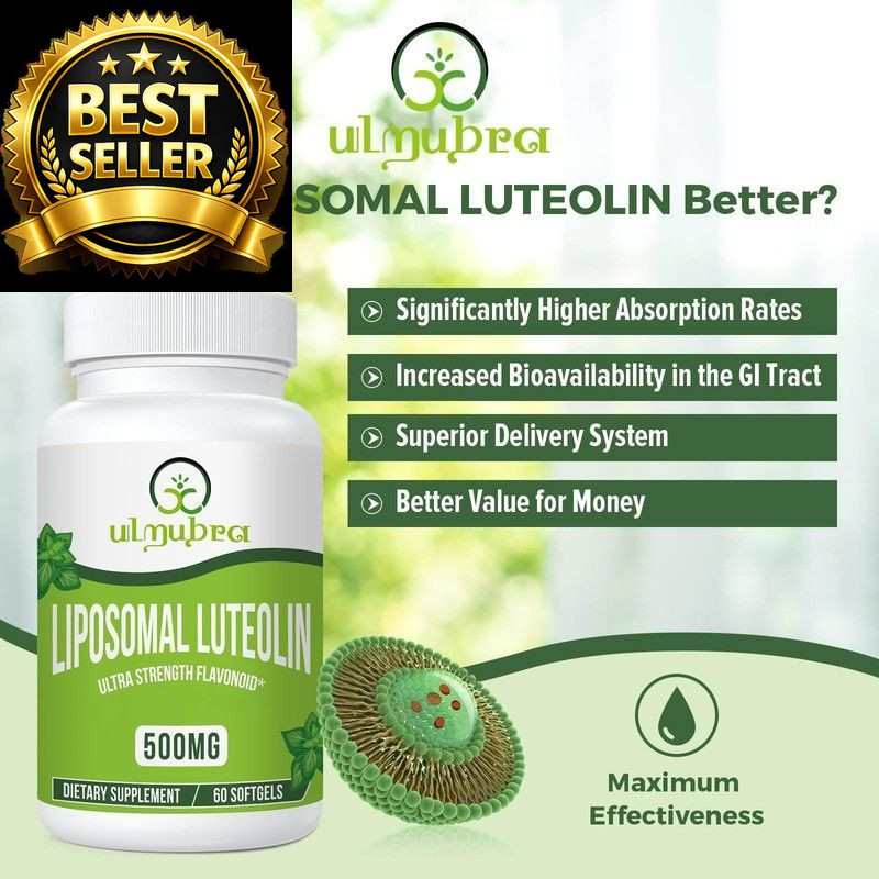 Ulmubra Liposomal Luteolin 500MG, Maximum Absorption, 60 Count (Pack of 2)