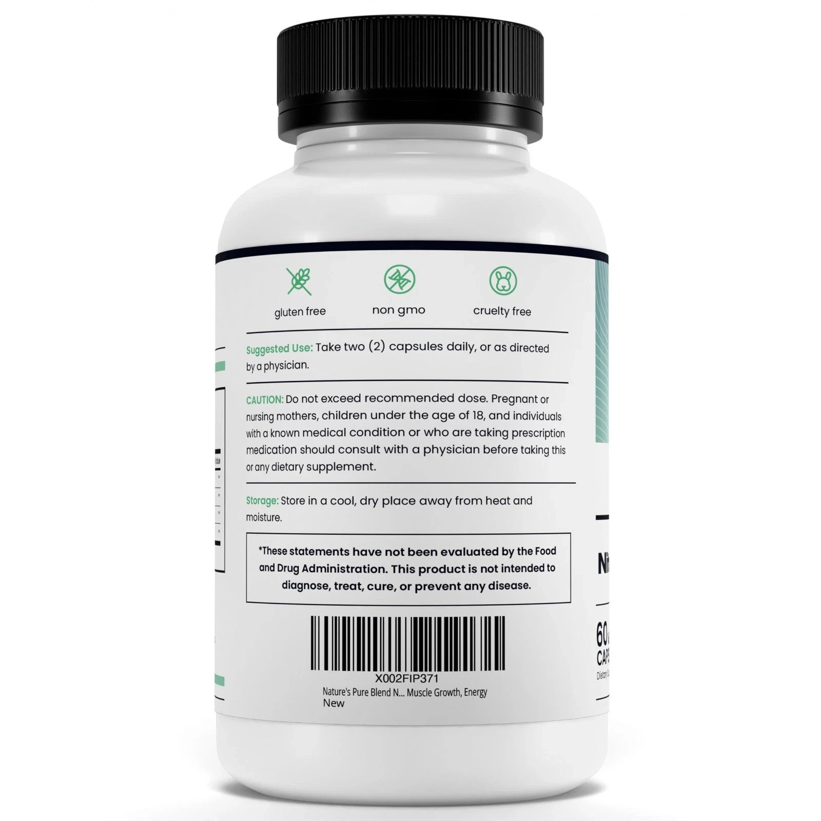 3 PACK Nature’s Pure Blend Nitric Oxide Capsules for Men L-Arginine EXP 6/2027