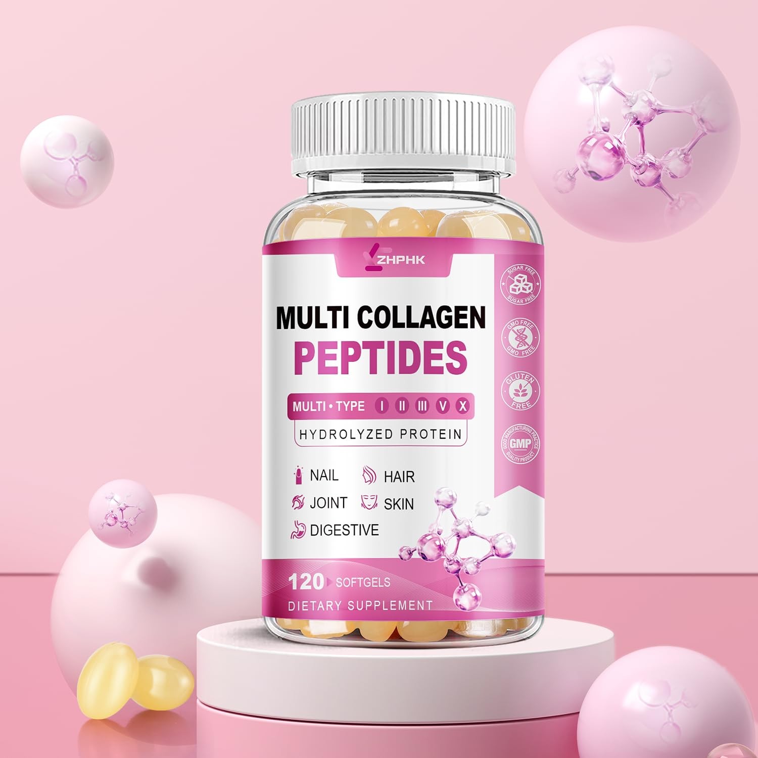 HK Multi Collagen Peptides for Women 2000mg 120 Count (Pack of 1)