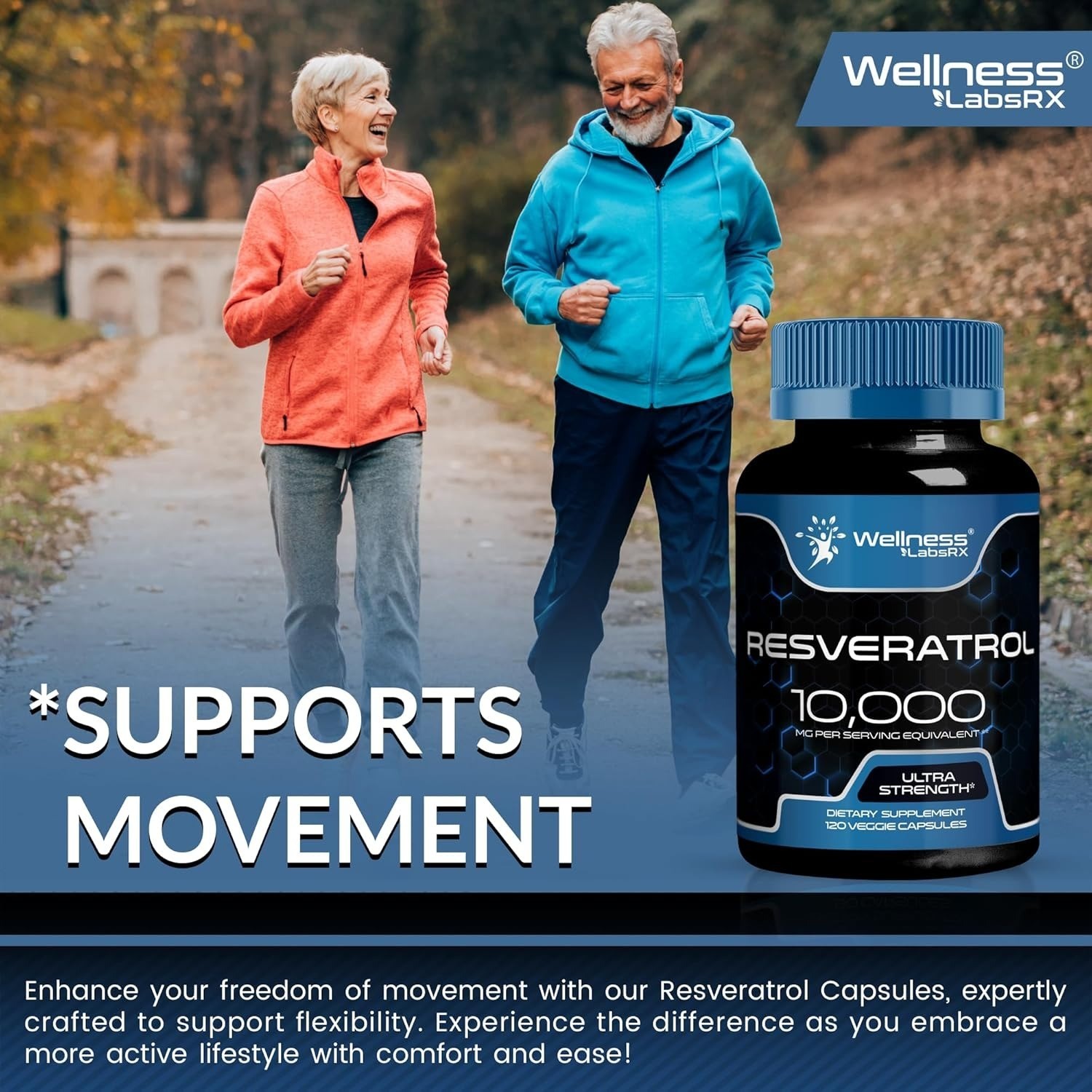 Resveratrol 1000mg Supplement – 120 Vegan Capsules – Heart & Aging Support
