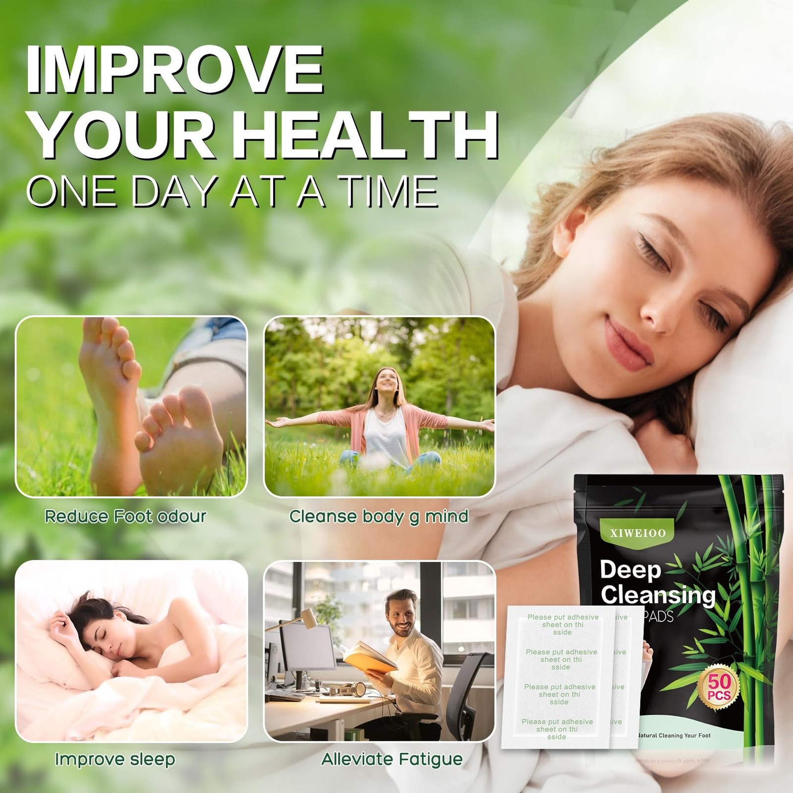 2 bags 100 Pack Foot Pads KIT Ginger Bamboo Patches Deep Cleansing