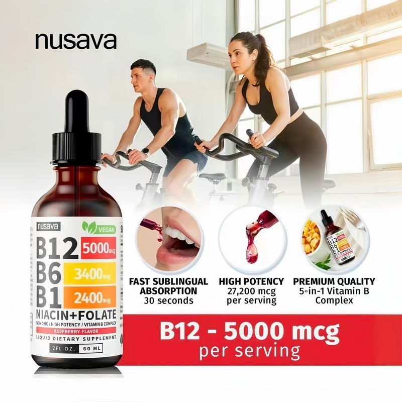 Vitamin B12 Liquid Supplement Drops with B6, B1, Niacin & Folate – Edib